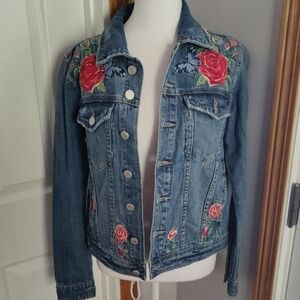 BLANK NYC Floral Distressed Jean Jacket Size XS